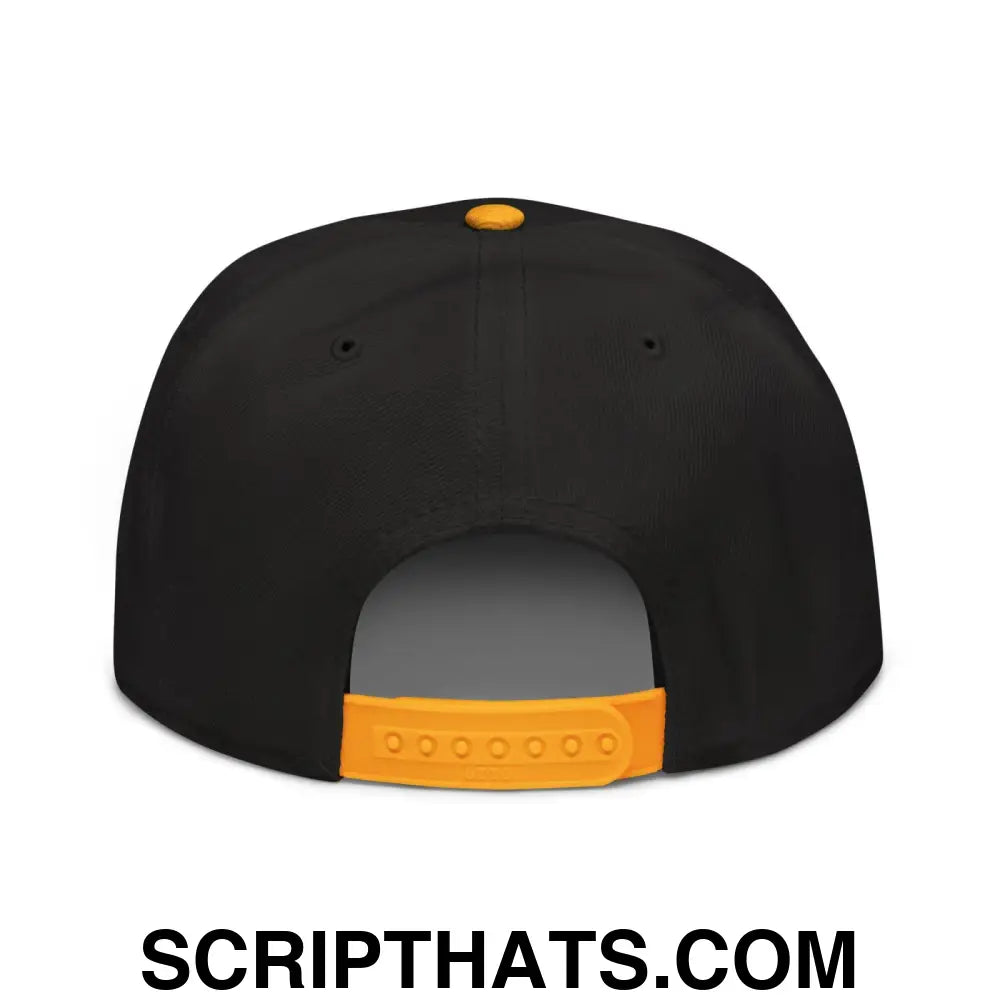 Unemployed Disabled Rat Embroidered Flat Brim Bill Snapback Hat Gold Black Black