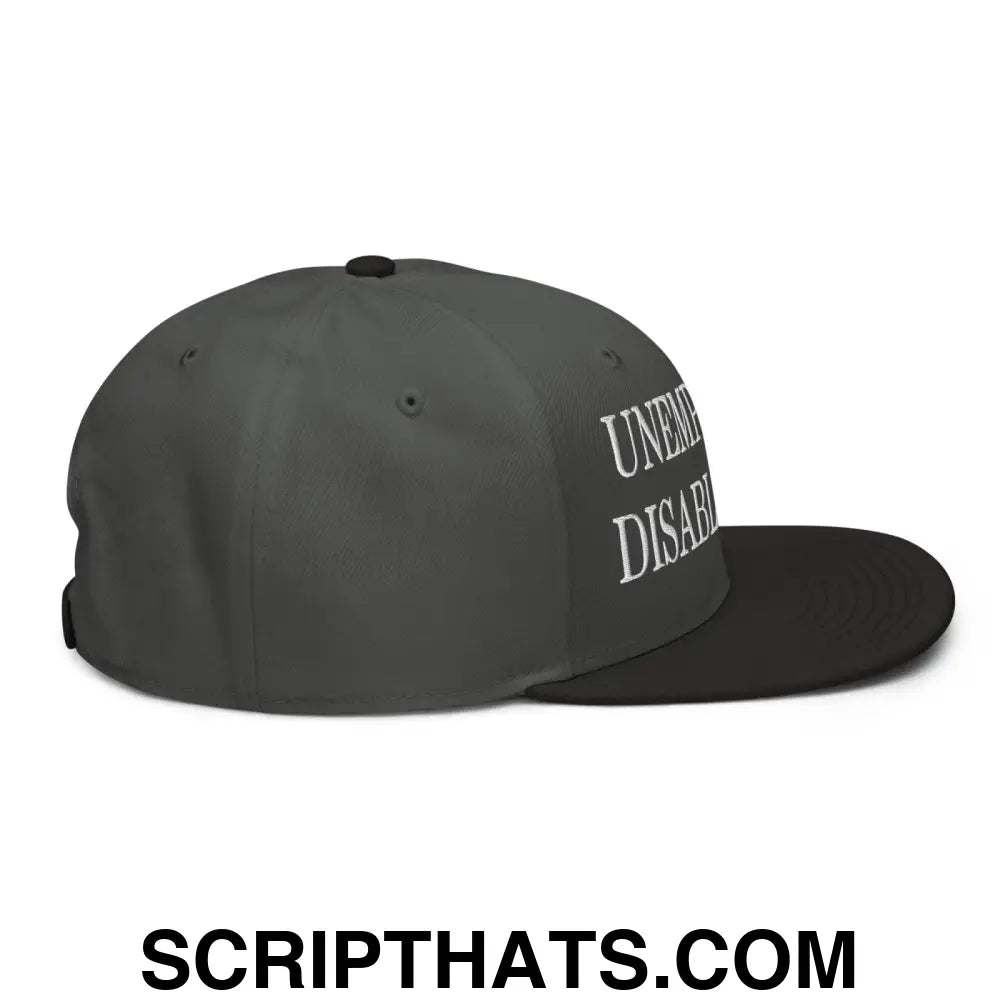 Unemployed Disabled Rat Embroidered Flat Brim Bill Snapback Hat Black Charcoal gray Charcoal gray