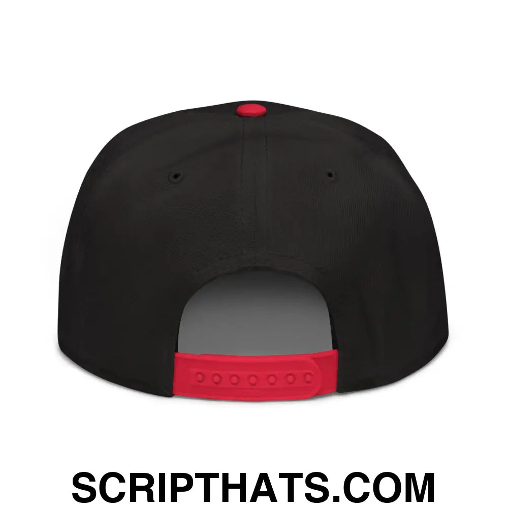 Unemployed Disabled Rat Embroidered Flat Brim Bill Snapback Hat Red Black Black