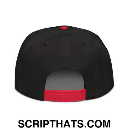 Unemployed Disabled Rat Embroidered Flat Brim Bill Snapback Hat Red Black Black