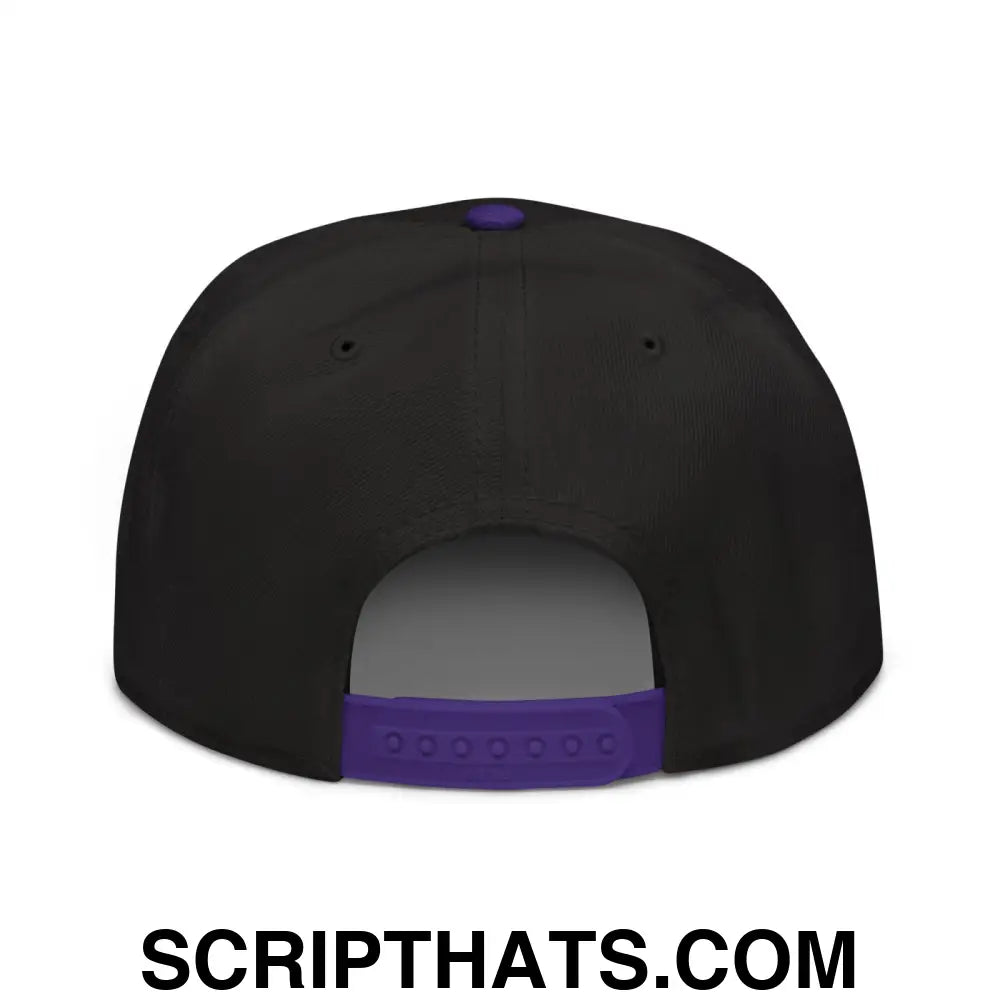 Unemployed Disabled Rat Embroidered Flat Brim Bill Snapback Hat Purple Black Black