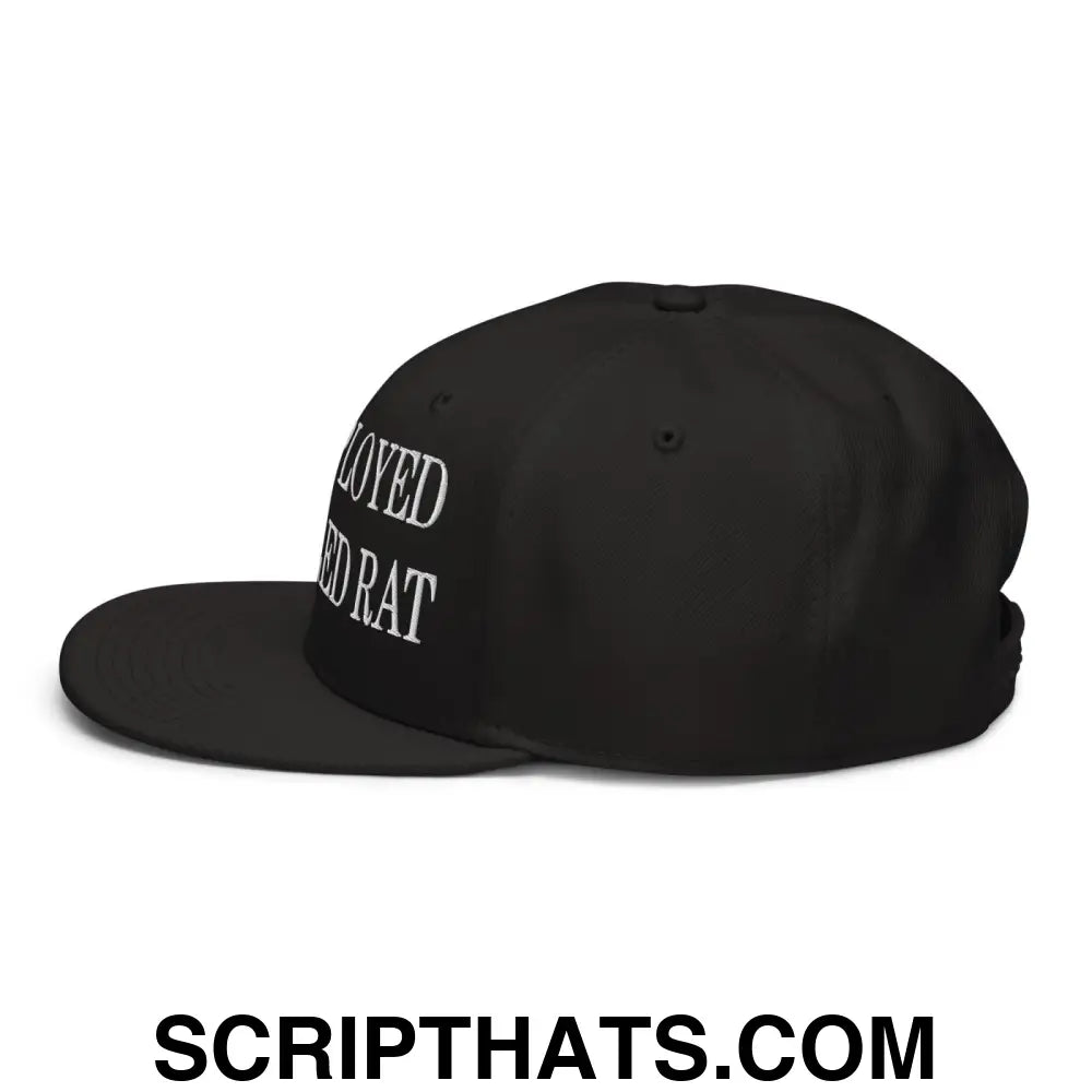 Unemployed Disabled Rat Embroidered Flat Brim Bill Snapback Hat Black