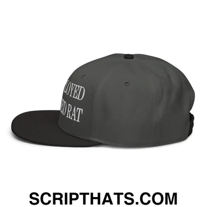 Unemployed Disabled Rat Embroidered Flat Brim Bill Snapback Hat Black Charcoal gray Charcoal gray