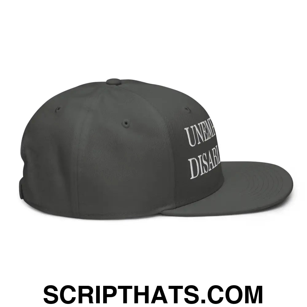 Unemployed Disabled Rat Embroidered Flat Brim Bill Snapback Hat Charcoal gray