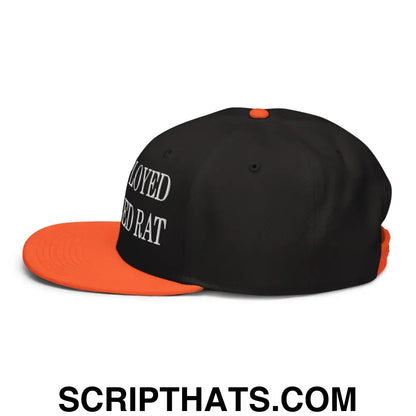 Unemployed Disabled Rat Embroidered Flat Brim Bill Snapback Hat Orange Black Black