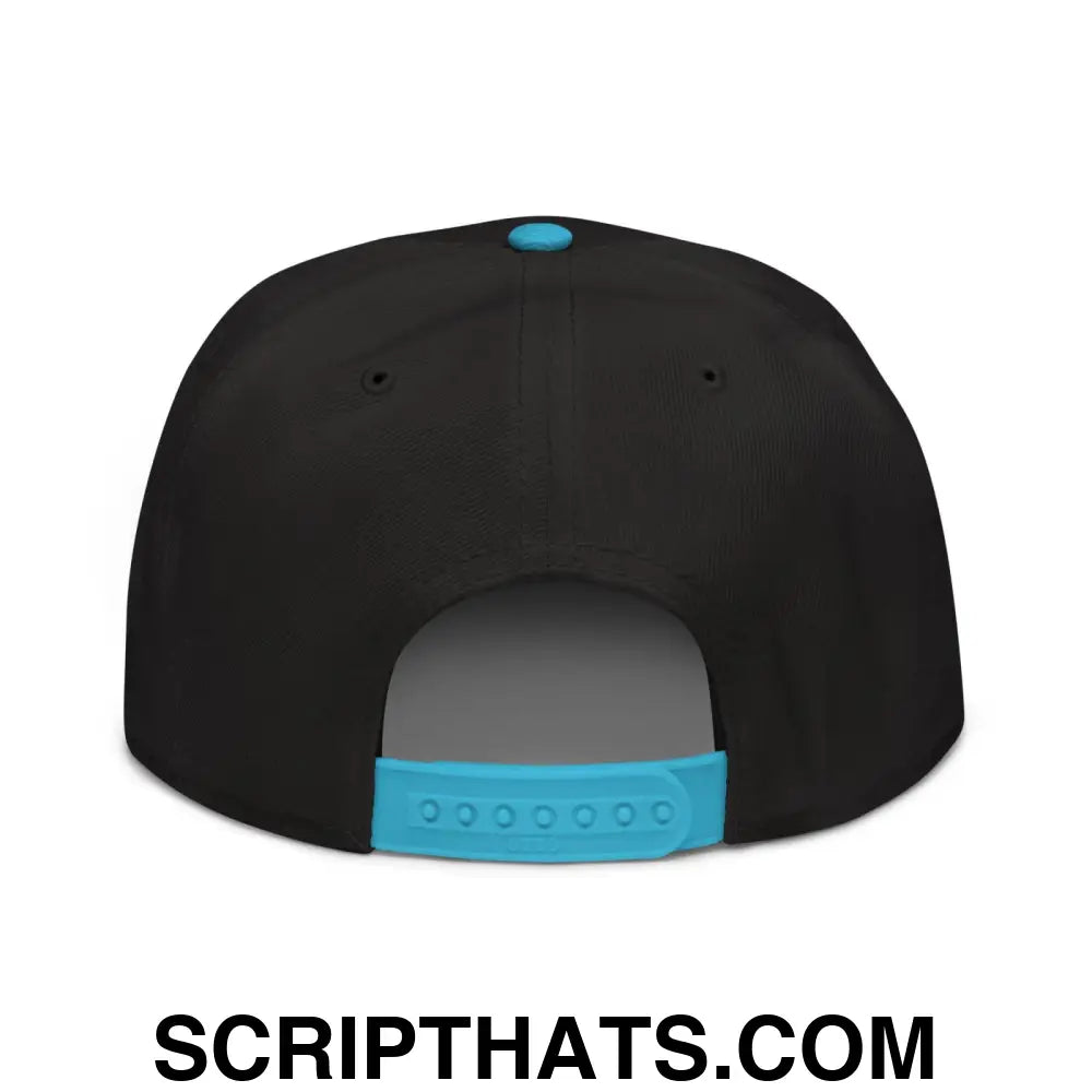 Unemployed Disabled Rat Embroidered Flat Brim Bill Snapback Hat Aqua blue Black Black