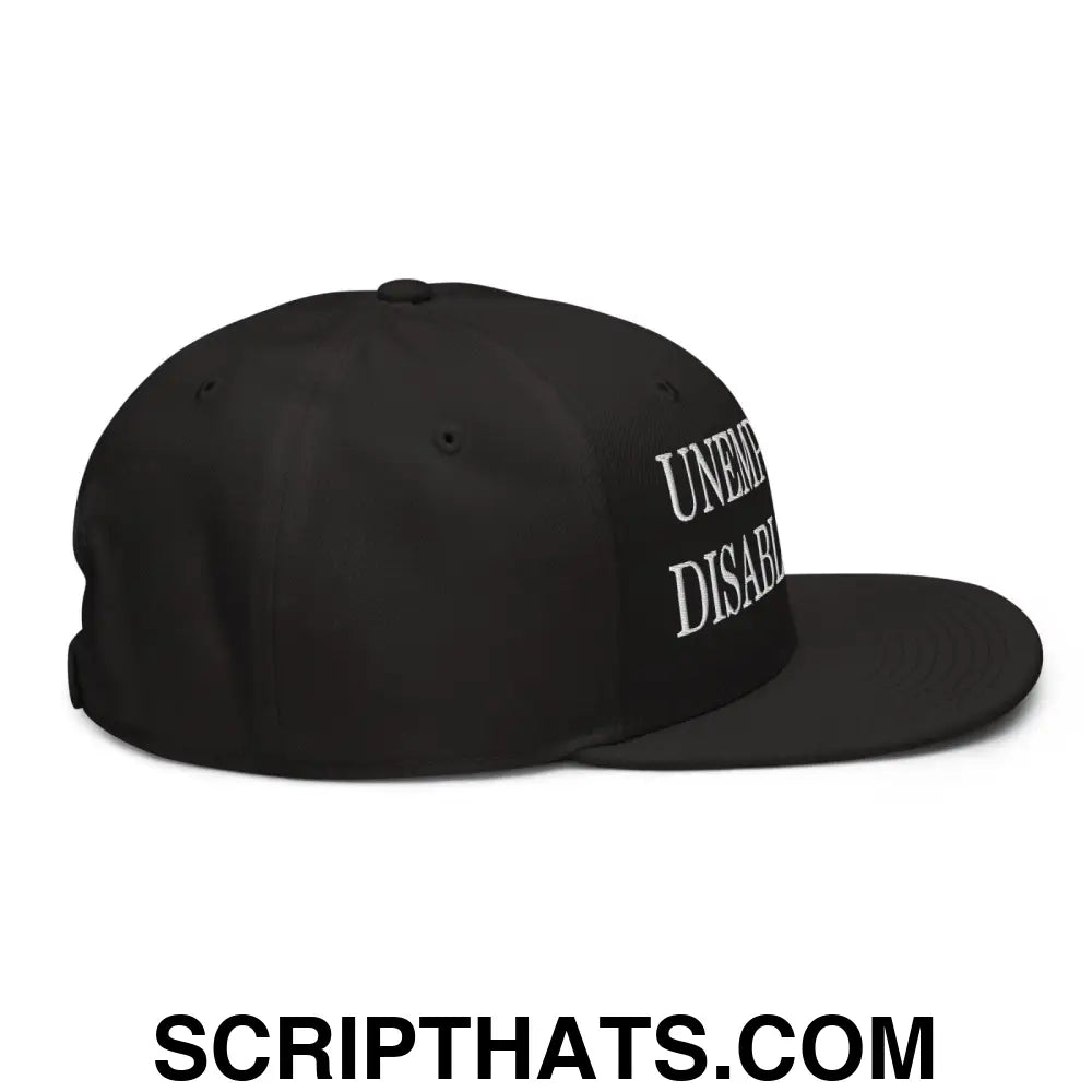 Unemployed Disabled Rat Embroidered Flat Brim Bill Snapback Hat Black