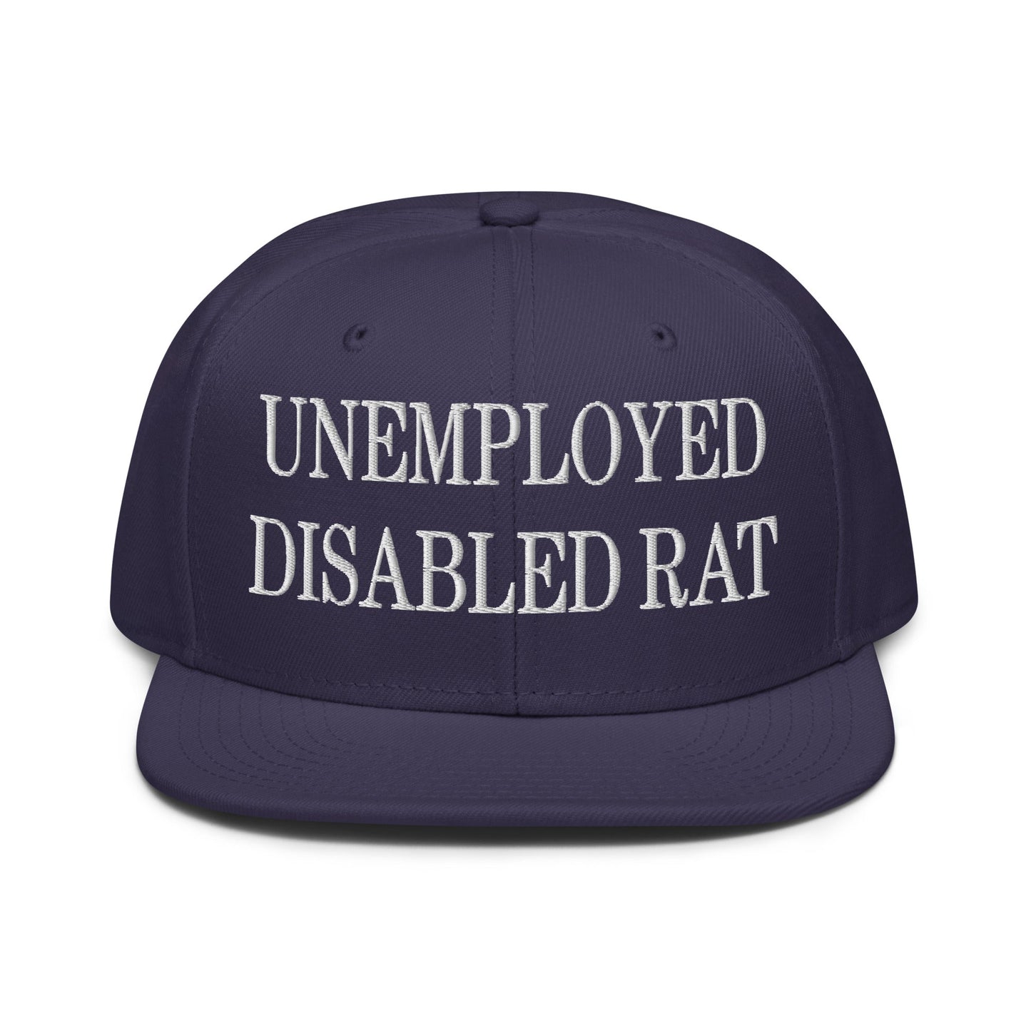 Unemployed Disabled Rat Embroidered Flat Brim Bill Snapback Hat Navy blue