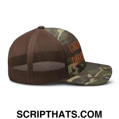 Unemployed Disabled Rat Embroidered Orange Camo Trucker Hat Camo Brown