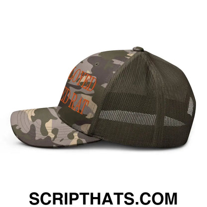 Unemployed Disabled Rat Embroidered Orange Camo Trucker Hat Camo Olive