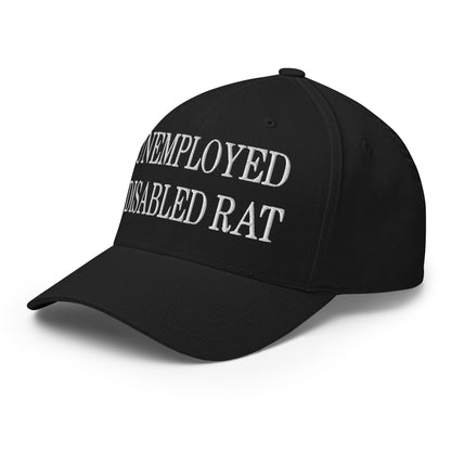 Unemployed Disabled Rat Embroidered Stretch Fit Baseball Hat Black