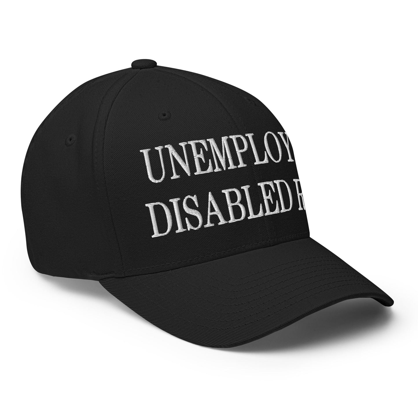 Unemployed Disabled Rat Embroidered Stretch Fit Baseball Hat Black