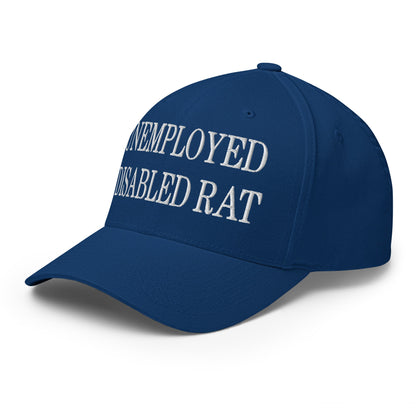 Unemployed Disabled Rat Embroidered Stretch Fit Baseball Hat Royal Blue