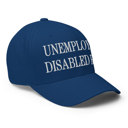 Unemployed Disabled Rat Embroidered Stretch Fit Baseball Hat Royal Blue