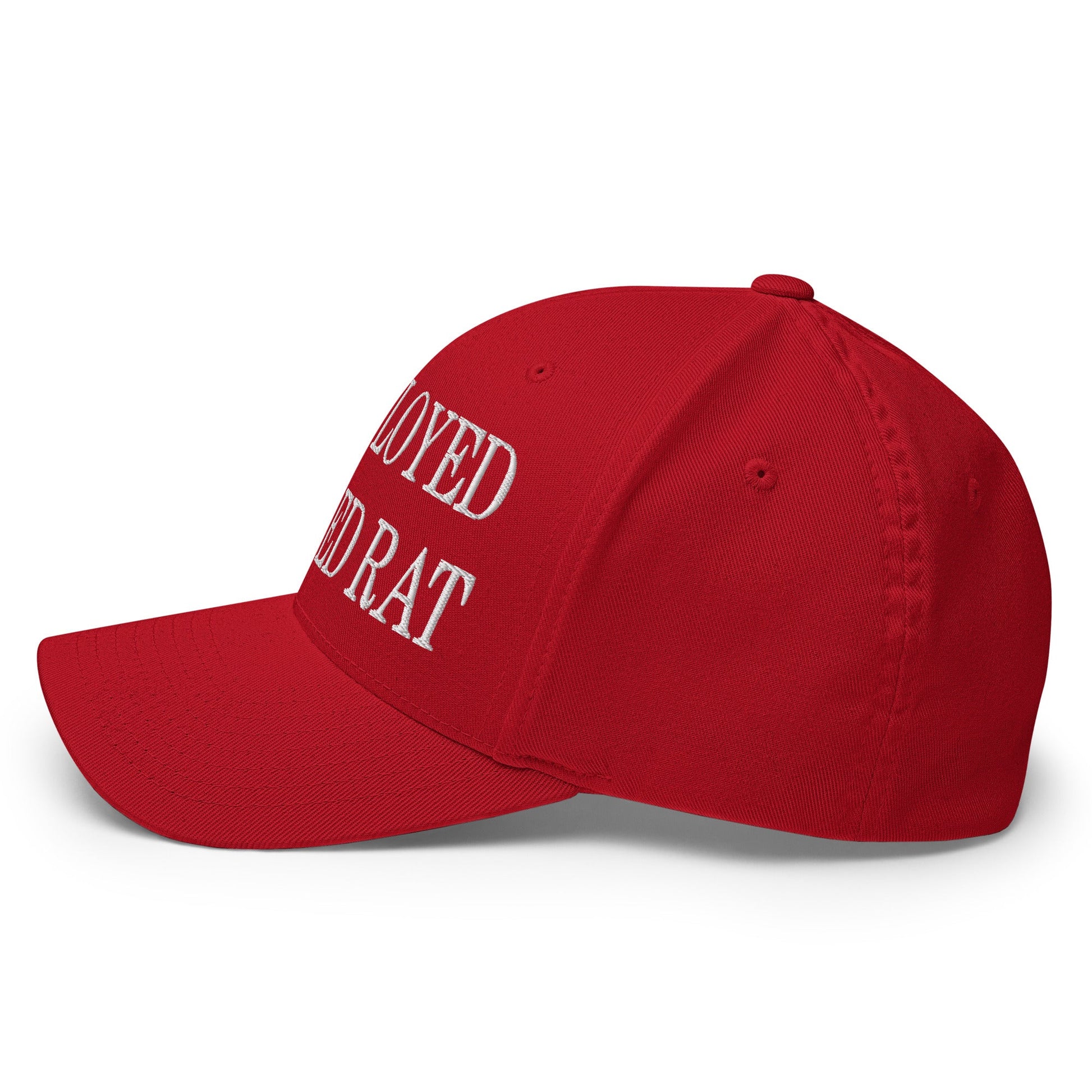 Unemployed Disabled Rat Embroidered Stretch Fit Baseball Hat Red