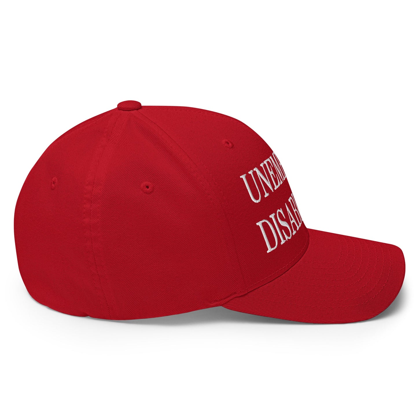 Unemployed Disabled Rat Embroidered Stretch Fit Baseball Hat Red