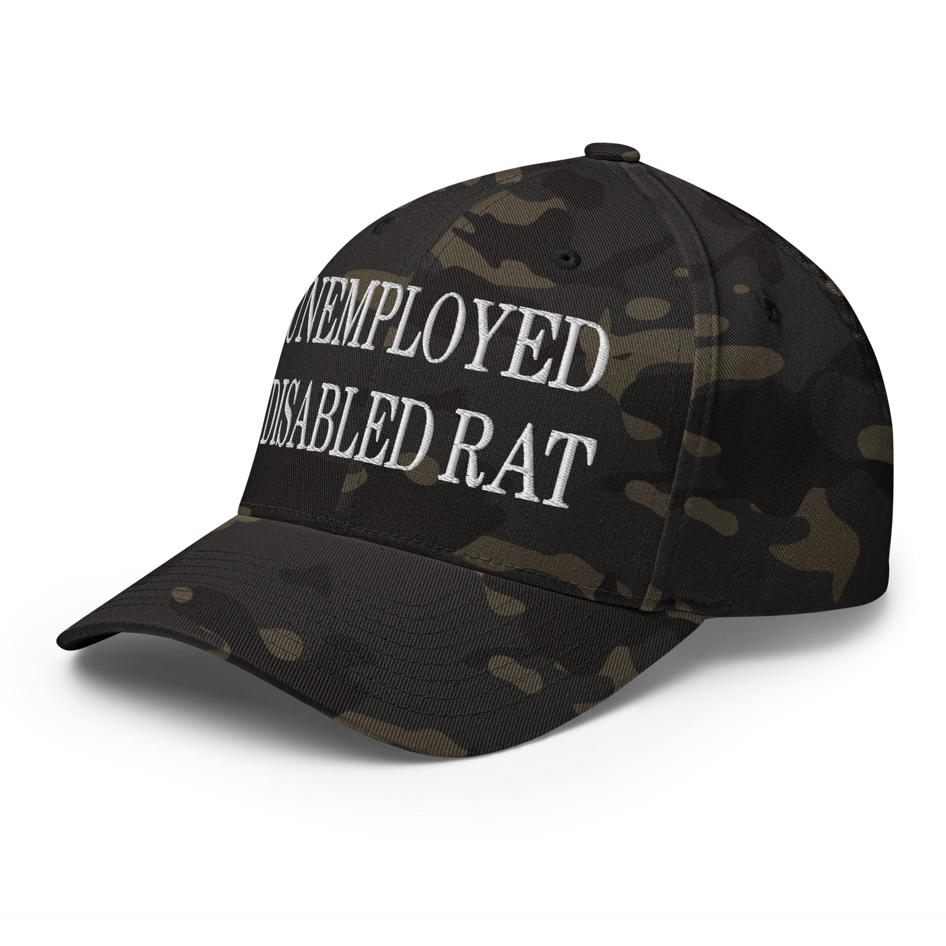 Unemployed Disabled Rat Embroidered Stretch Fit Baseball Hat Multicam Black