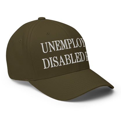 Unemployed Disabled Rat Embroidered Stretch Fit Baseball Hat Olive