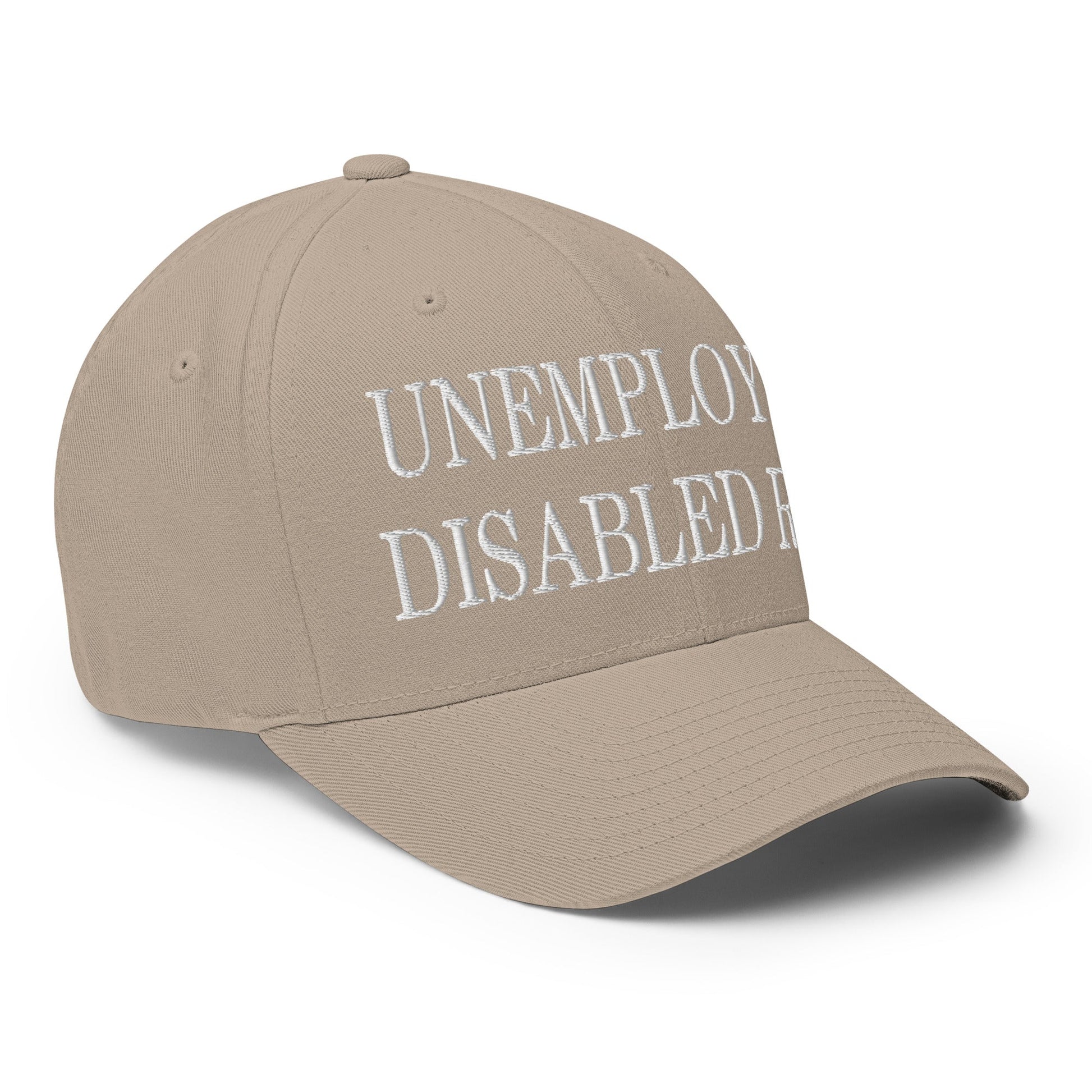 Unemployed Disabled Rat Embroidered Stretch Fit Baseball Hat Khaki