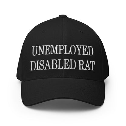 Unemployed Disabled Rat Embroidered Stretch Fit Baseball Hat Black