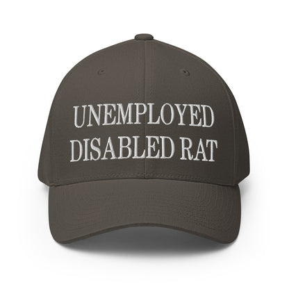 Unemployed Disabled Rat Embroidered Stretch Fit Baseball Hat Dark Grey