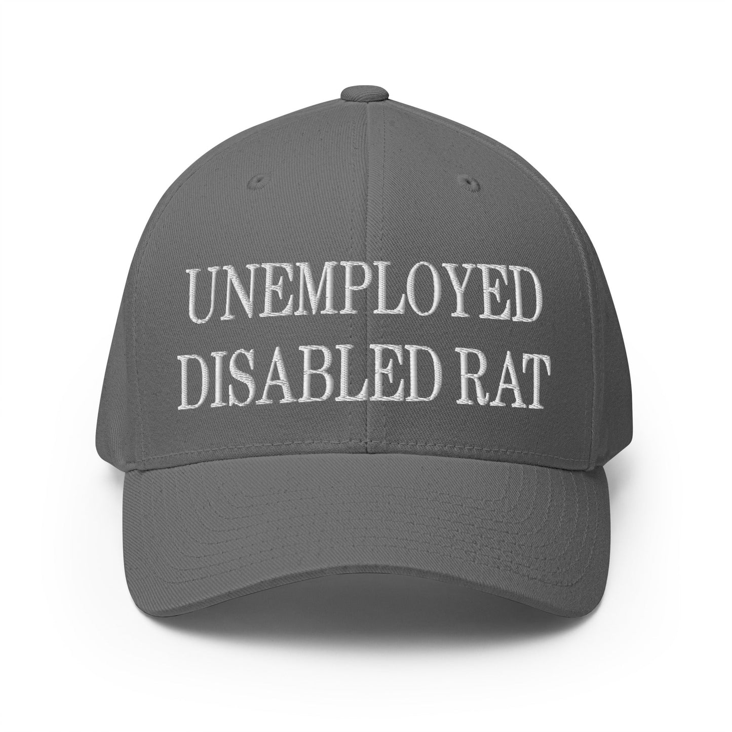 Unemployed Disabled Rat Embroidered Stretch Fit Baseball Hat Grey