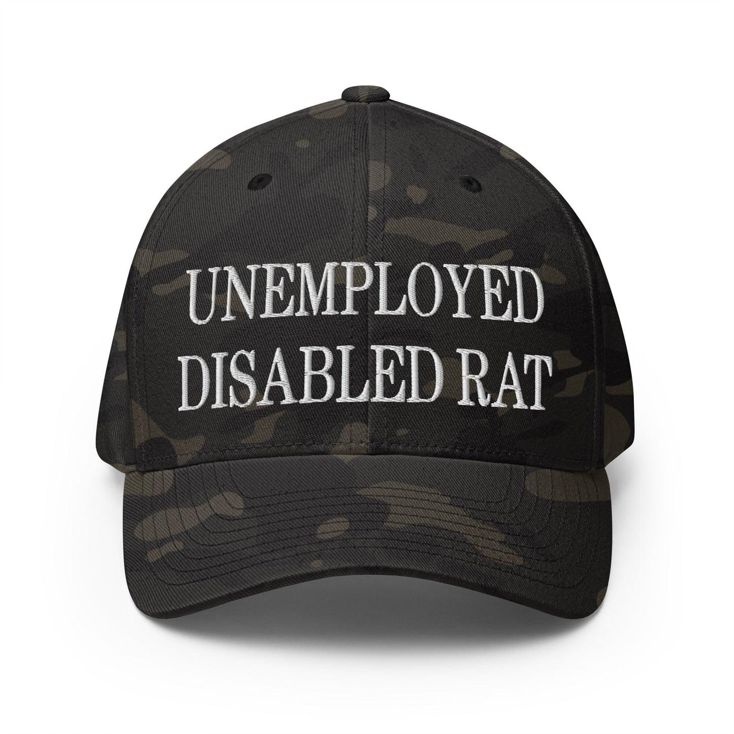 Unemployed Disabled Rat Embroidered Stretch Fit Baseball Hat Multicam Black