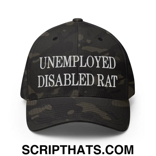 Unemployed Disabled Rat Embroidered Stretch Fit Baseball Hat Multicam Black