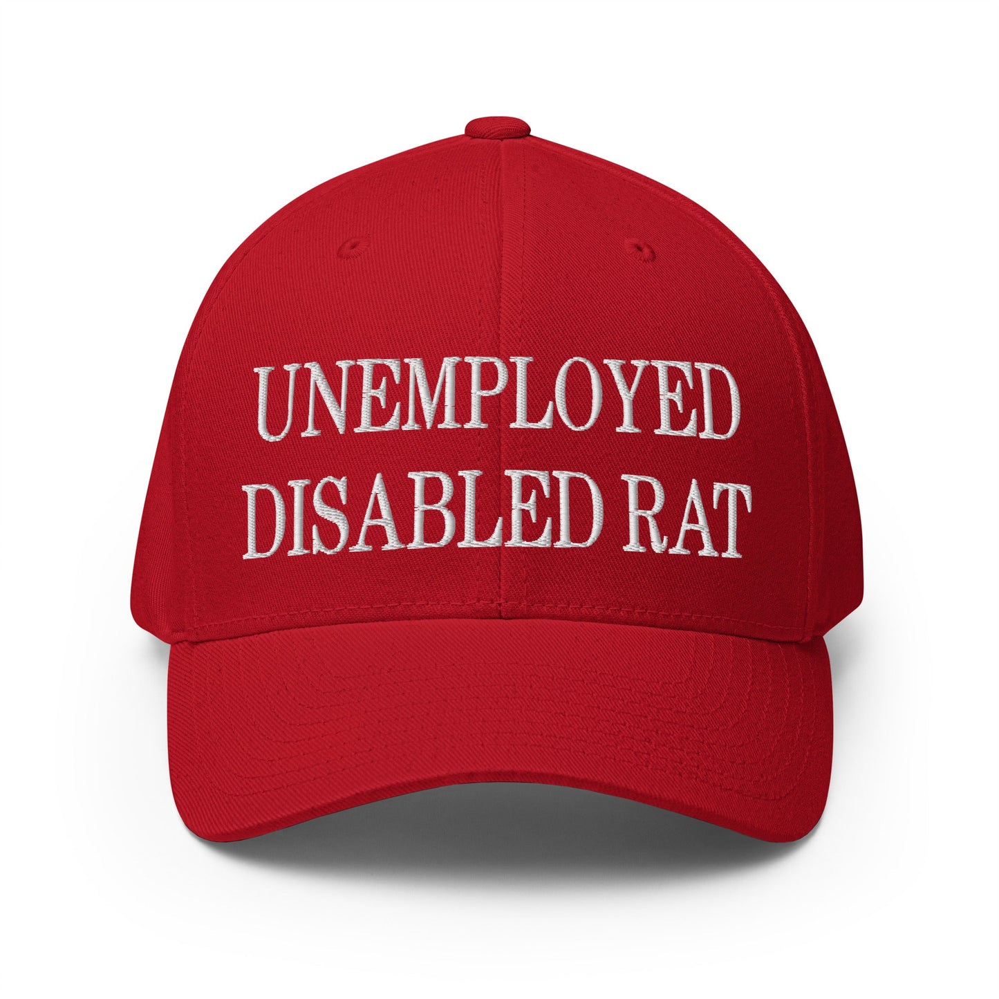 Unemployed Disabled Rat Embroidered Stretch Fit Baseball Hat Red