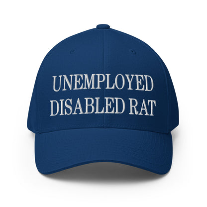 Unemployed Disabled Rat Embroidered Stretch Fit Baseball Hat Royal Blue