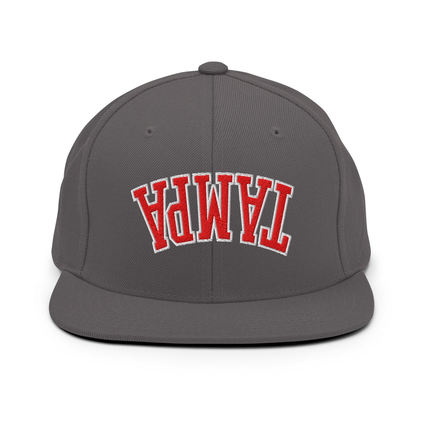 Upside Down Tampa Football Embroidered Flat Bill Brim Snapback Hat Dark Grey