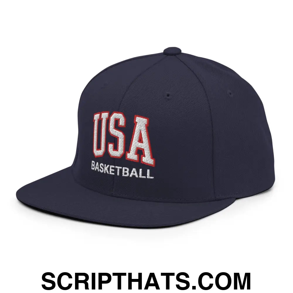 USA Basketball Letterman Varsity Block Snapback Hat Navy