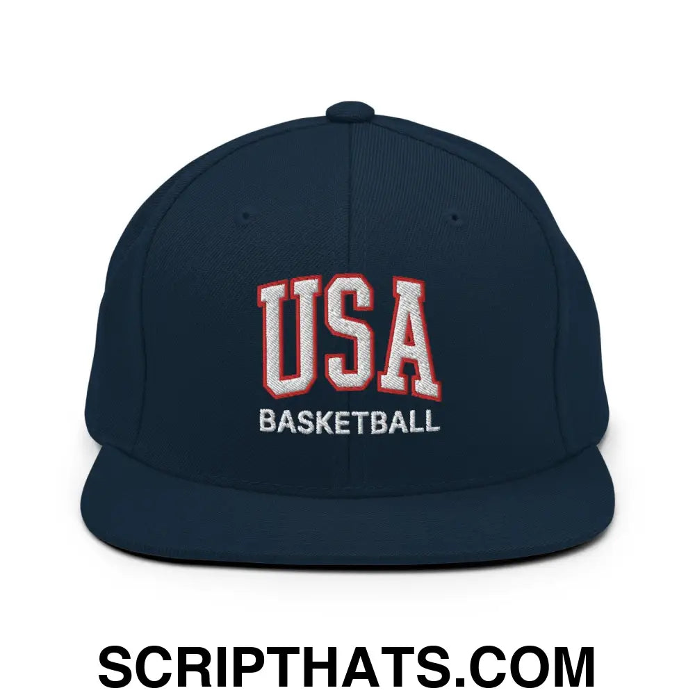 USA Basketball Letterman Varsity Block Snapback Hat Dark Navy