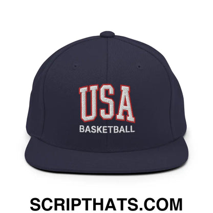 USA Basketball Letterman Varsity Block Snapback Hat Navy