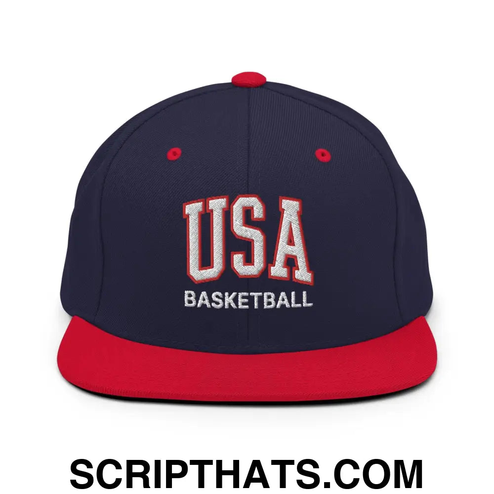 USA Basketball Letterman Varsity Block Snapback Hat Navy Red