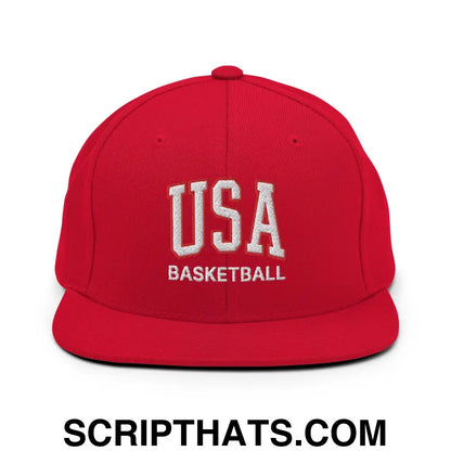 USA Basketball Letterman Varsity Block Snapback Hat Red