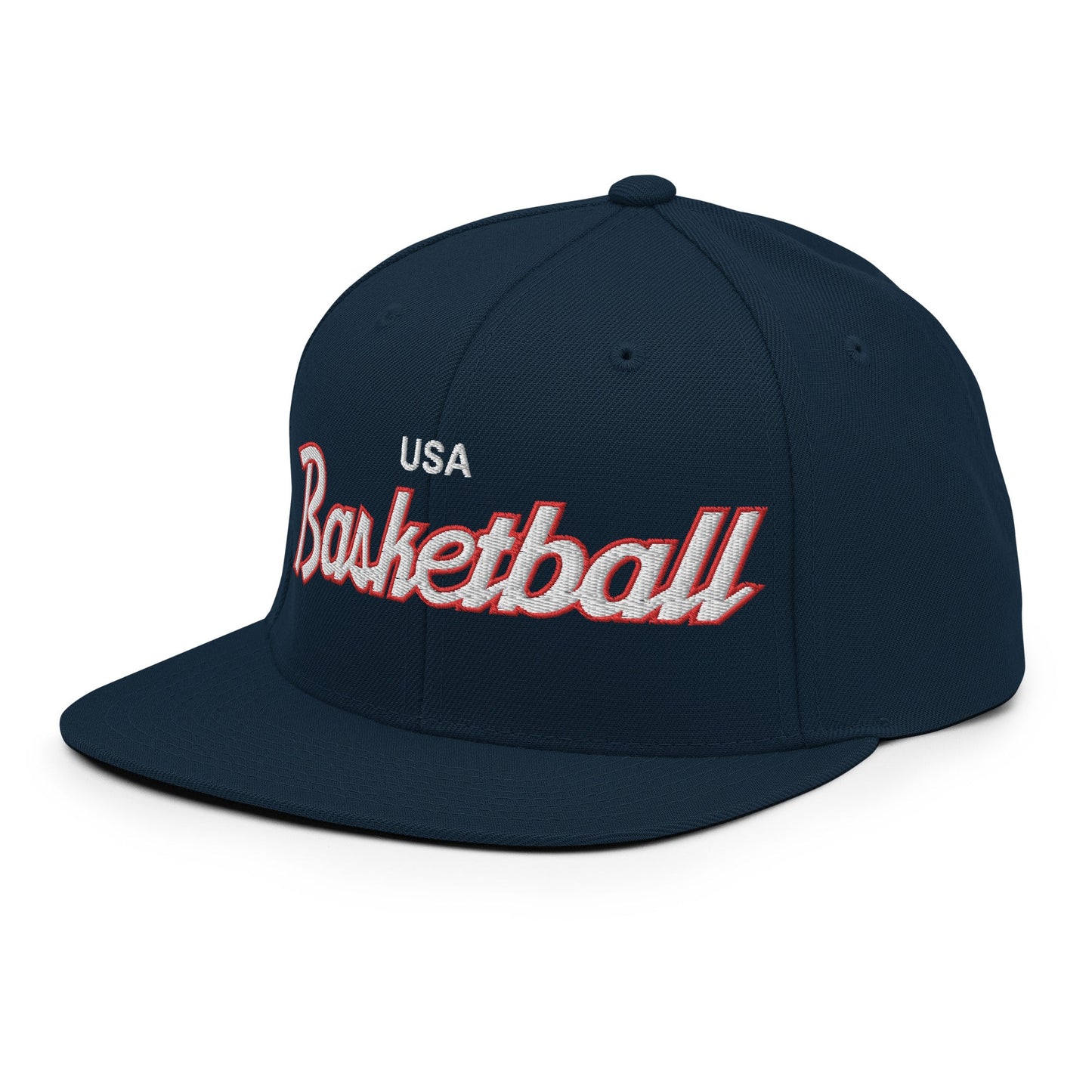 USA Basketball Team Vintage Sports Script Snapback Hat Dark Navy