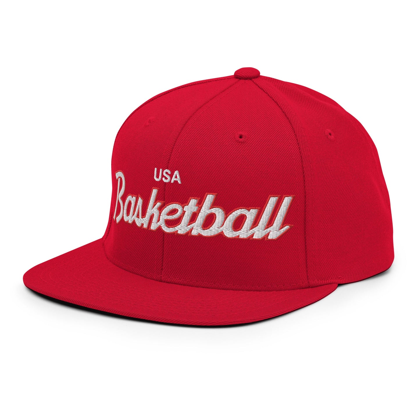 USA Basketball Team Vintage Sports Script Snapback Hat Red