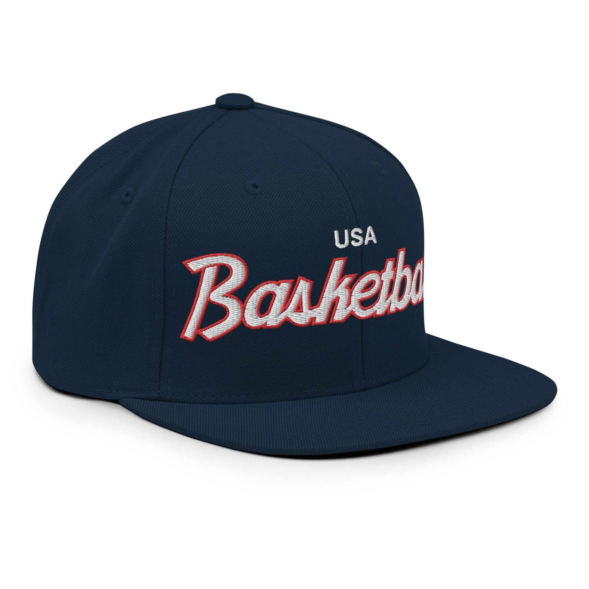 USA Basketball Team Vintage Sports Script Snapback Hat Dark Navy