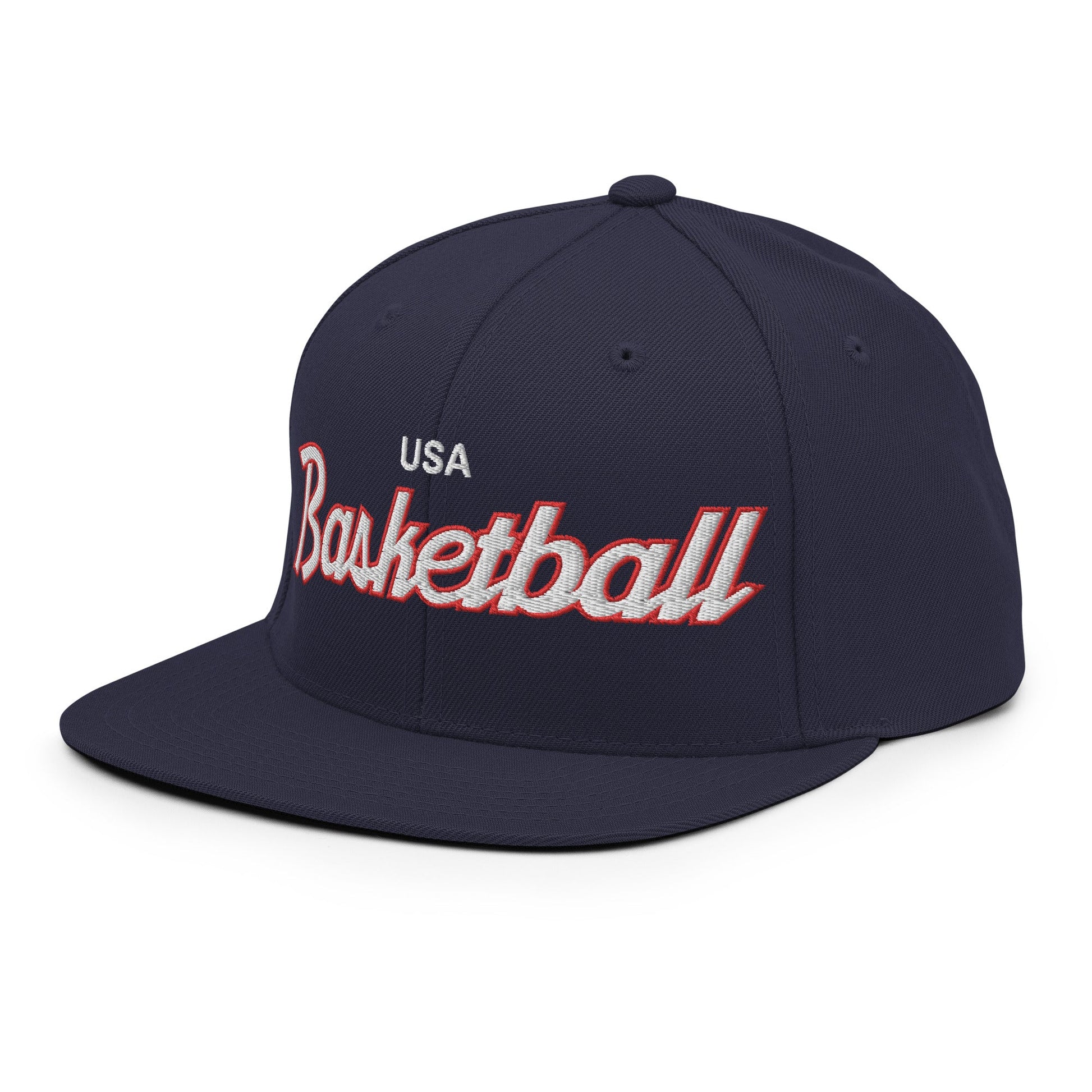 USA Basketball Team Vintage Sports Script Snapback Hat Navy