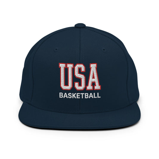 USA Basketball Varsity Letterman Block Snapback Hat Dark Navy