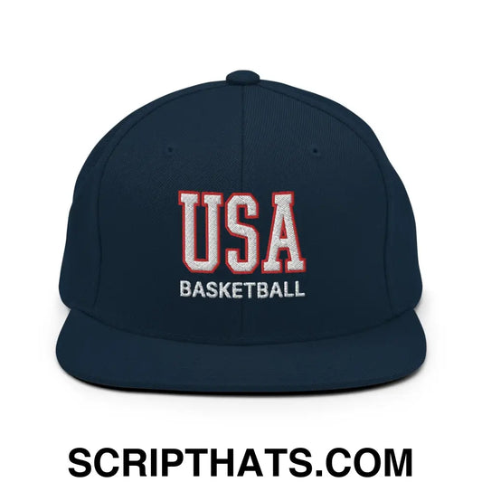 USA Basketball Varsity Letterman Block Snapback Hat Dark Navy