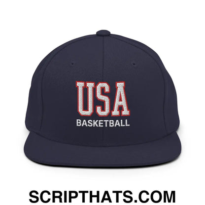 USA Basketball Varsity Letterman Block Snapback Hat Navy