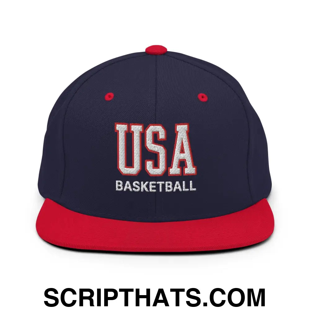 USA Basketball Varsity Letterman Block Snapback Hat Navy Red