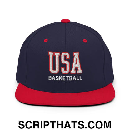 USA Basketball Varsity Letterman Block Snapback Hat Navy Red