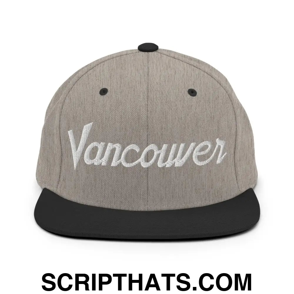 Vancouver Script Snapback Hat Heather Black