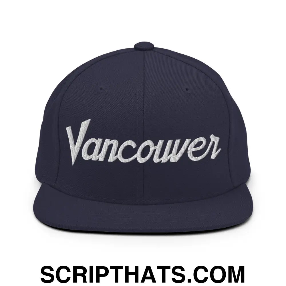 Vancouver Script Snapback Hat Navy