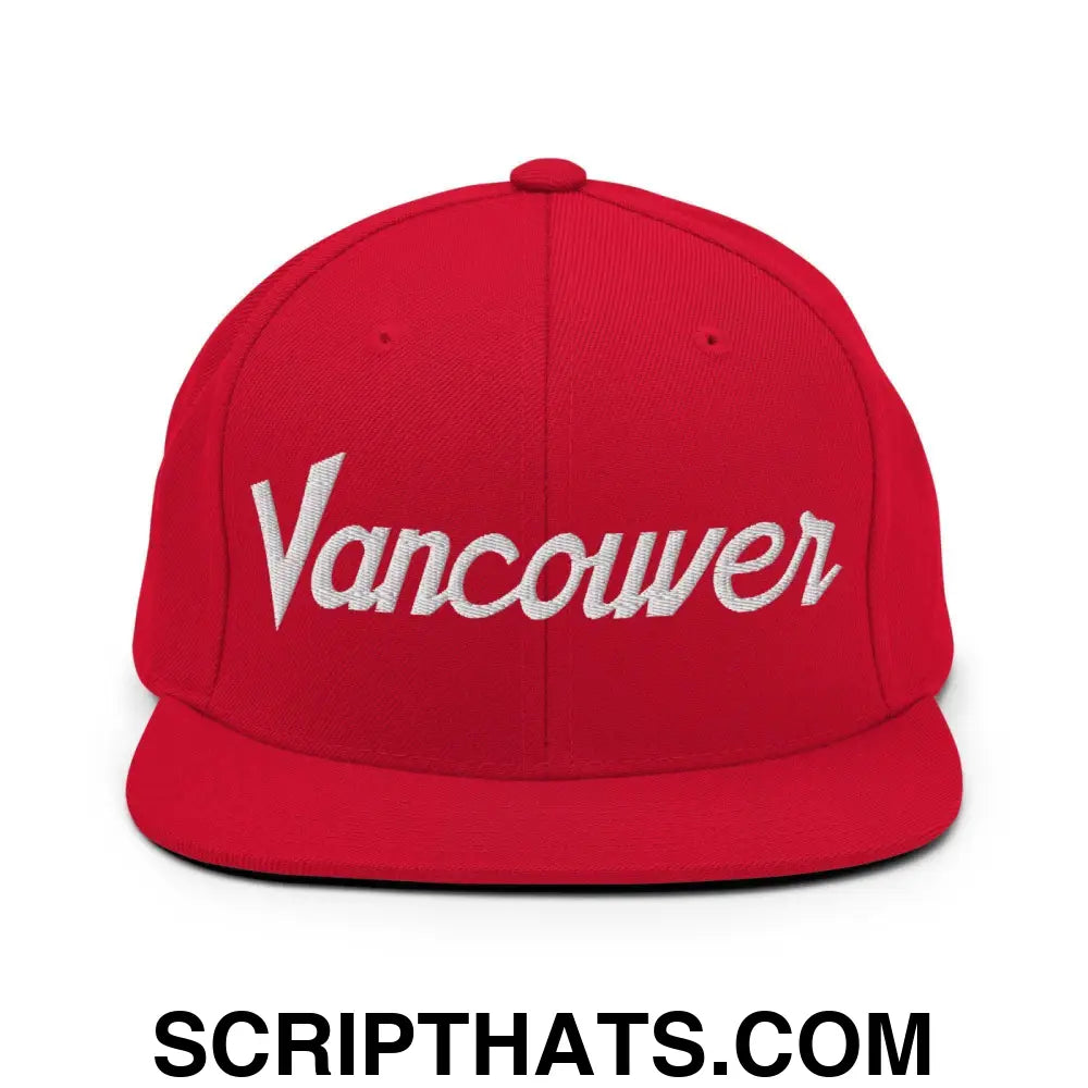 Vancouver Script Snapback Hat Red