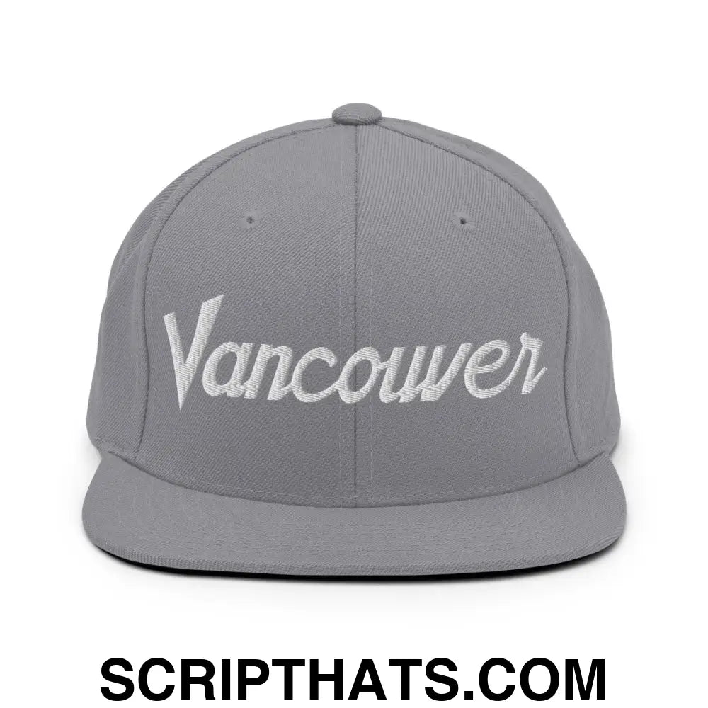 Vancouver Script Snapback Hat Silver