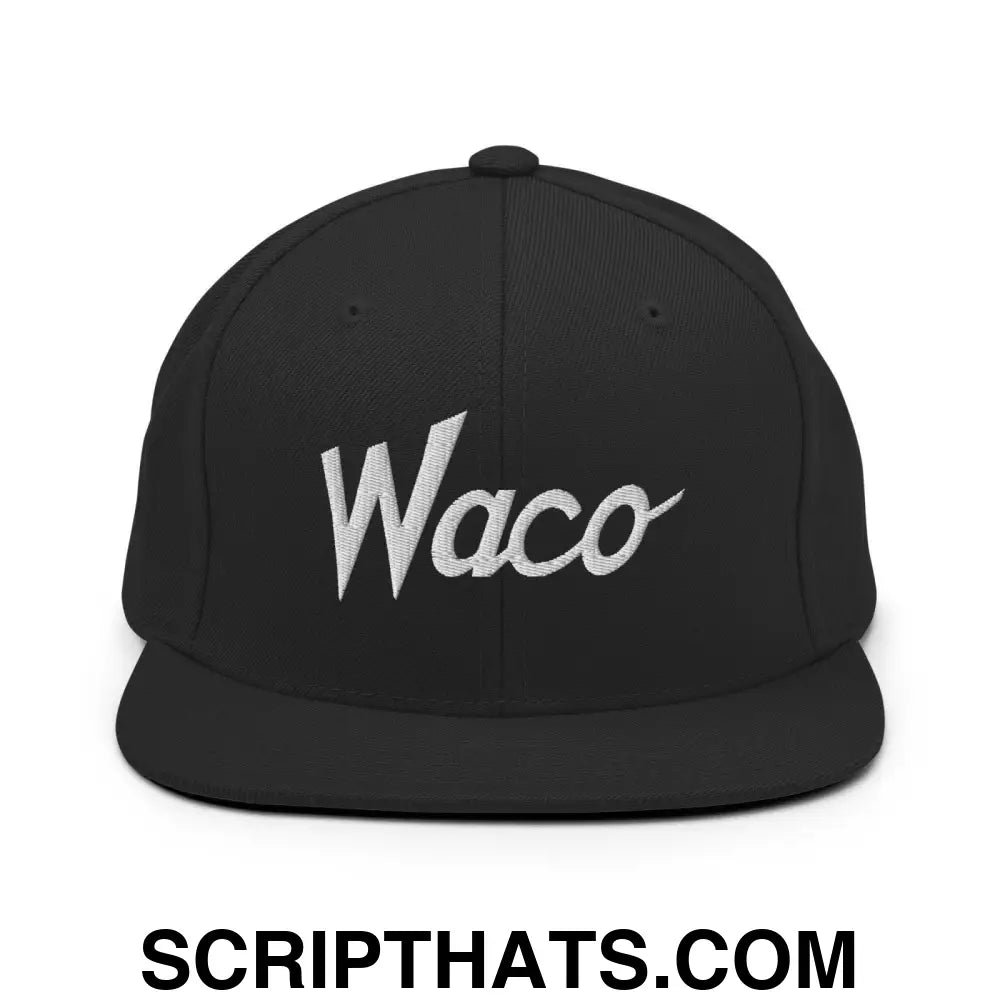 Waco Script Snapback Hat Black